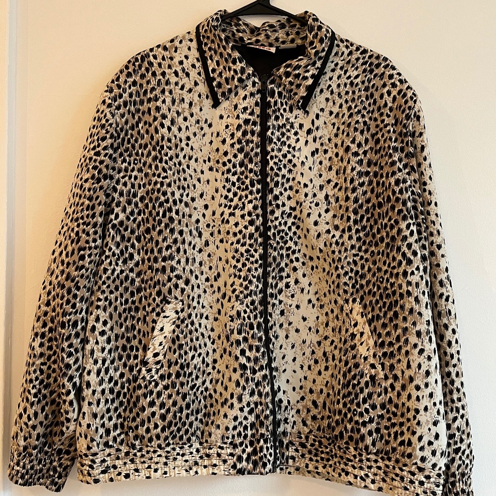 Vintage bomber style jacket with leopard on back
